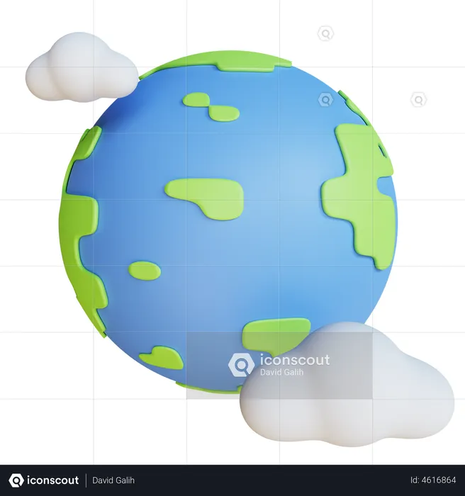 Cloudy Earth  3D Illustration