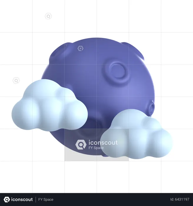 Cloudy Full Moon Night  3D Icon