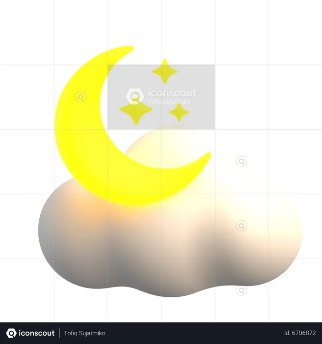 Cloudy Moon  3D Icon