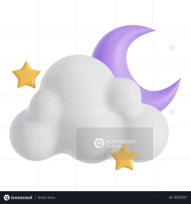 Cloudy night  3D Icon