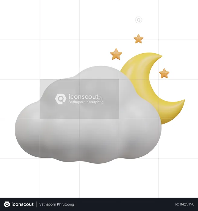 Cloudy Night  3D Icon