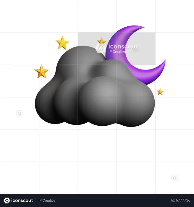 Cloudy Night  3D Icon