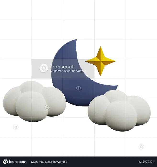 Cloudy Night  3D Icon