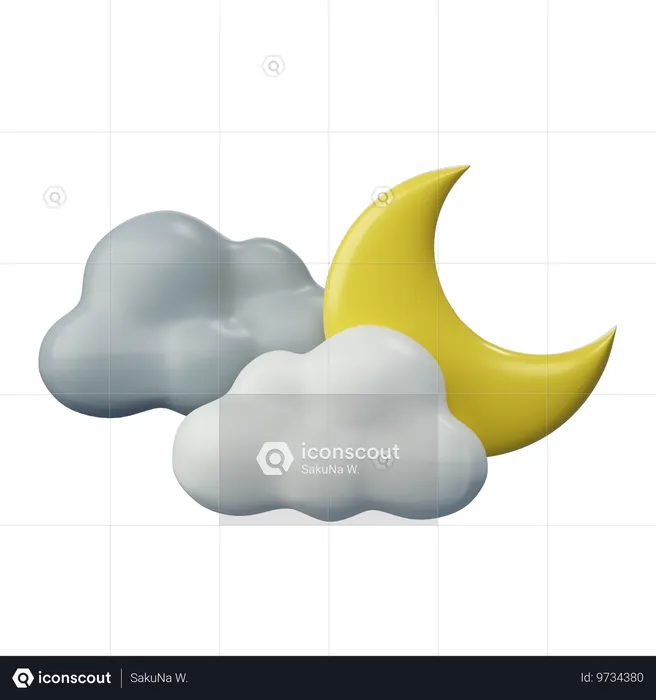 Cloudy Night  3D Icon