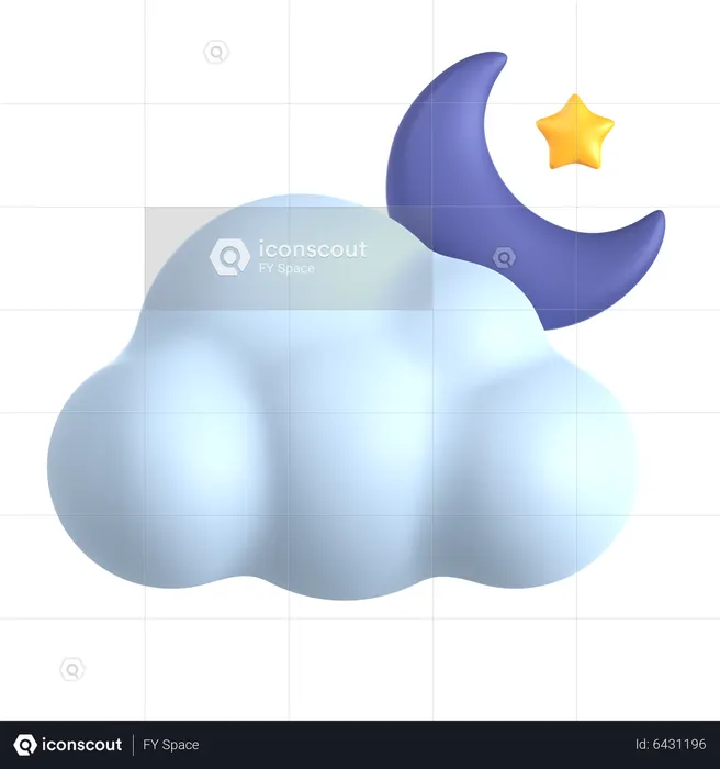 Cloudy Night  3D Icon