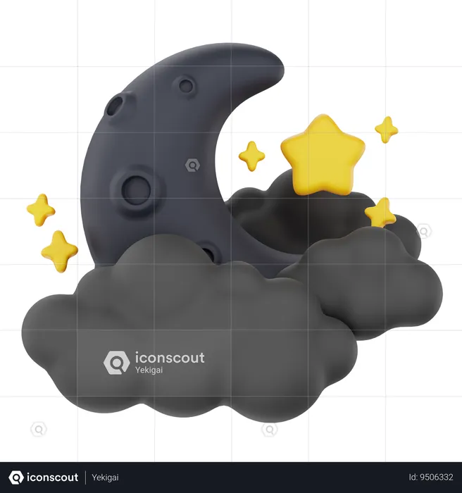 Cloudy Night  3D Icon