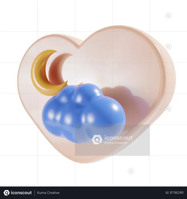 Cloudy Night With Heart  3D Icon