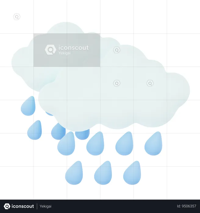 Cloudy Raindrop Drizzling  3D Icon