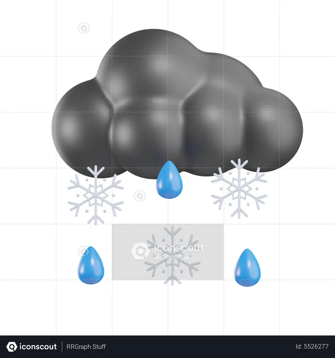 Cloudy Snow Rain  3D Icon
