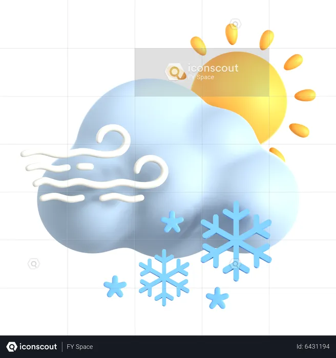 Cloudy Snow Wind At Day  3D Icon