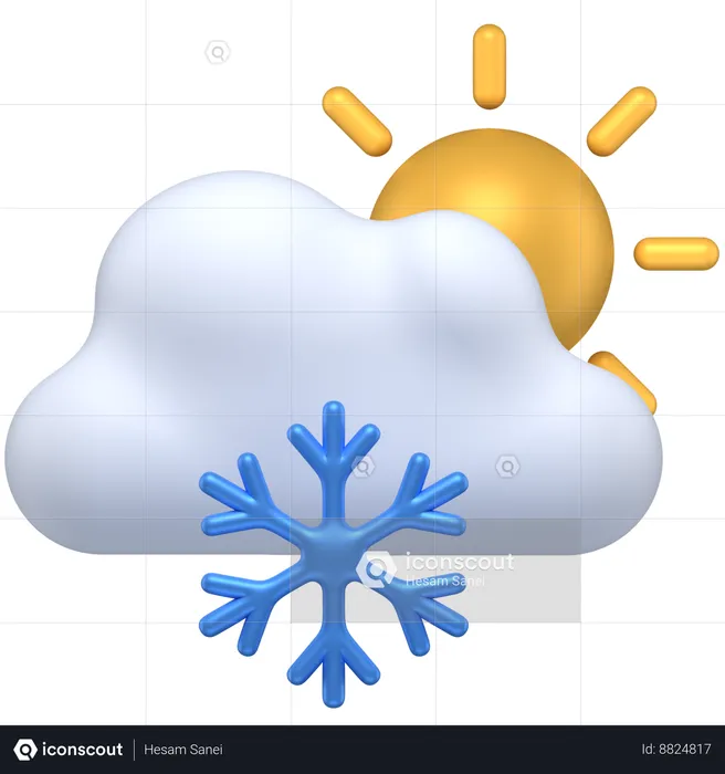 Cloudy snowing day  3D Icon