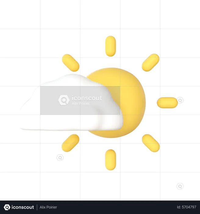 Cloudy Sun  3D Icon