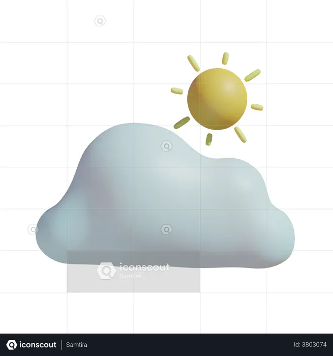 Cloudy Sunny  3D Illustration