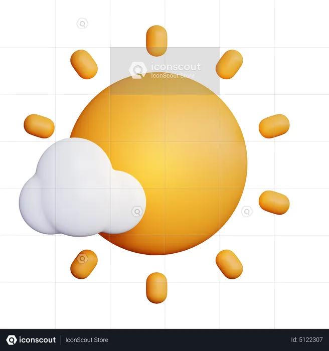 Cloudy Sunny Sun  3D Icon