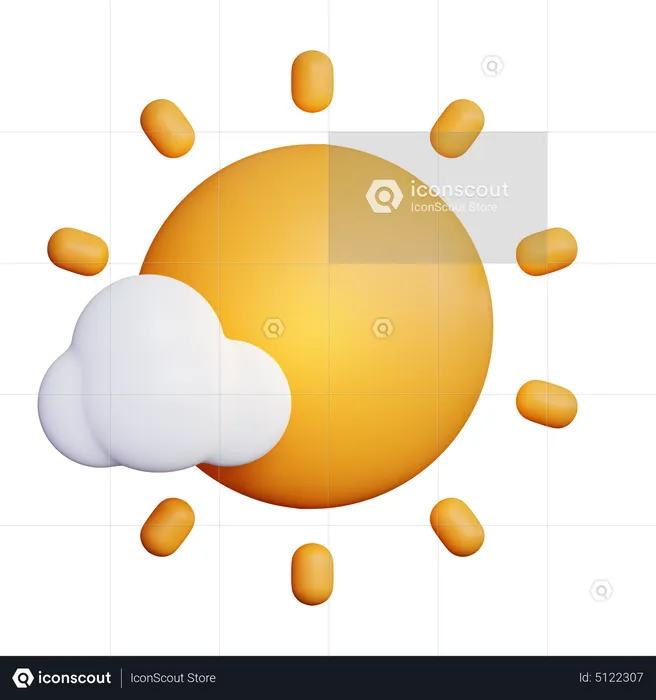 Cloudy Sunny Sun  3D Icon