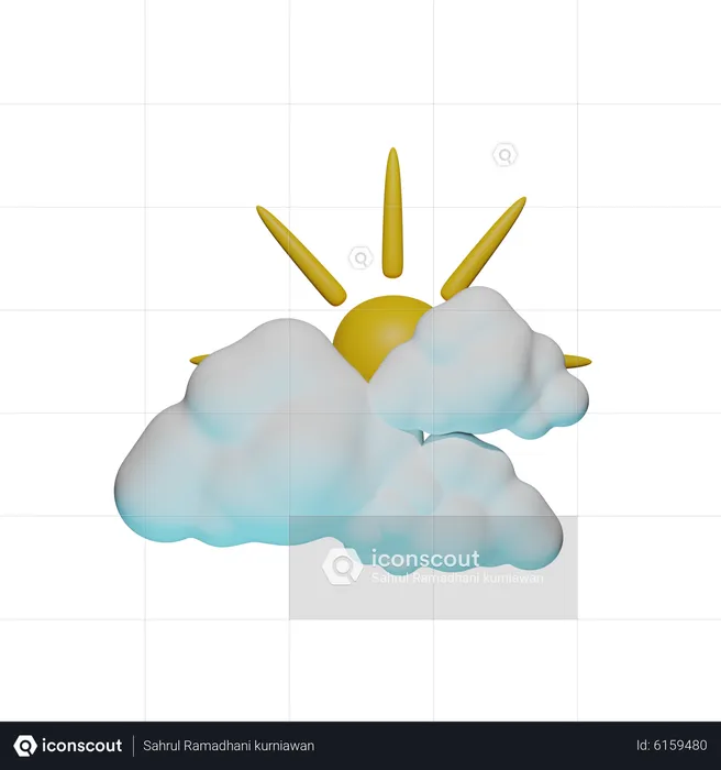 Cloudy Sunny Weather  3D Icon
