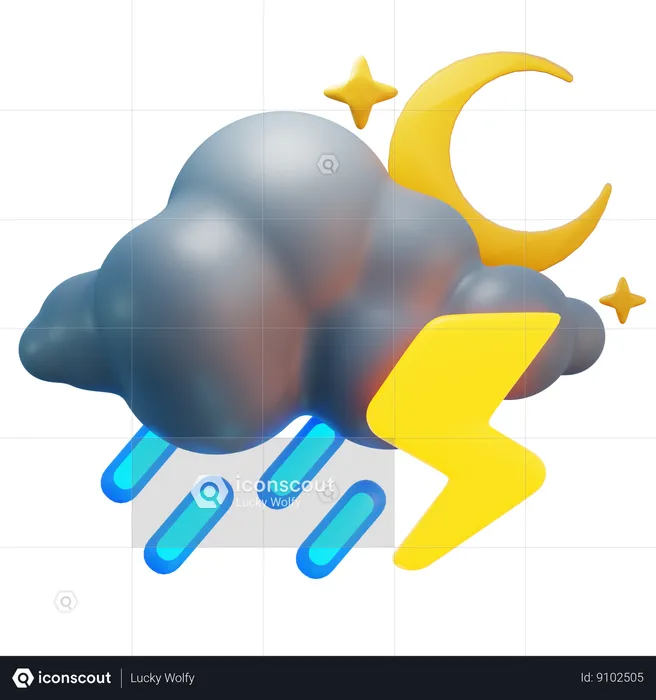 Cloudy Thunder  3D Icon