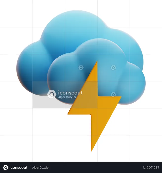 Cloudy Thunder  3D Icon