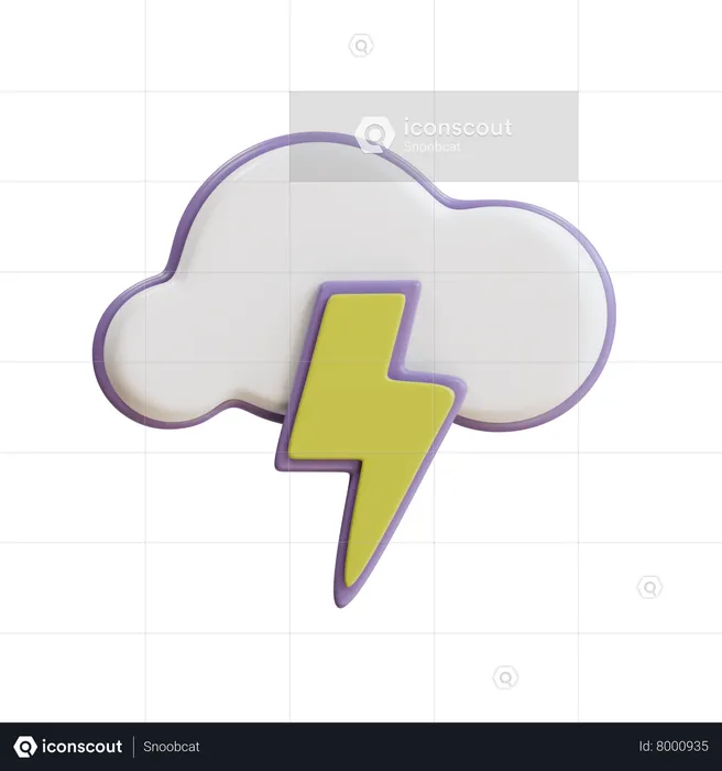 Cloudy Thunder  3D Icon