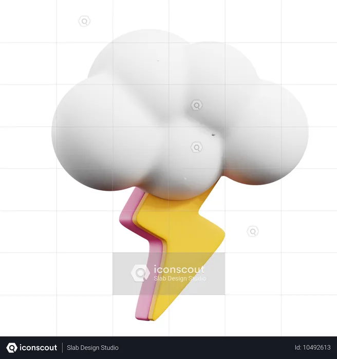 Cloudy thunder  3D Icon