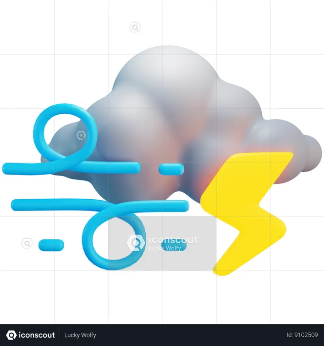 Cloudy Thunder  3D Icon