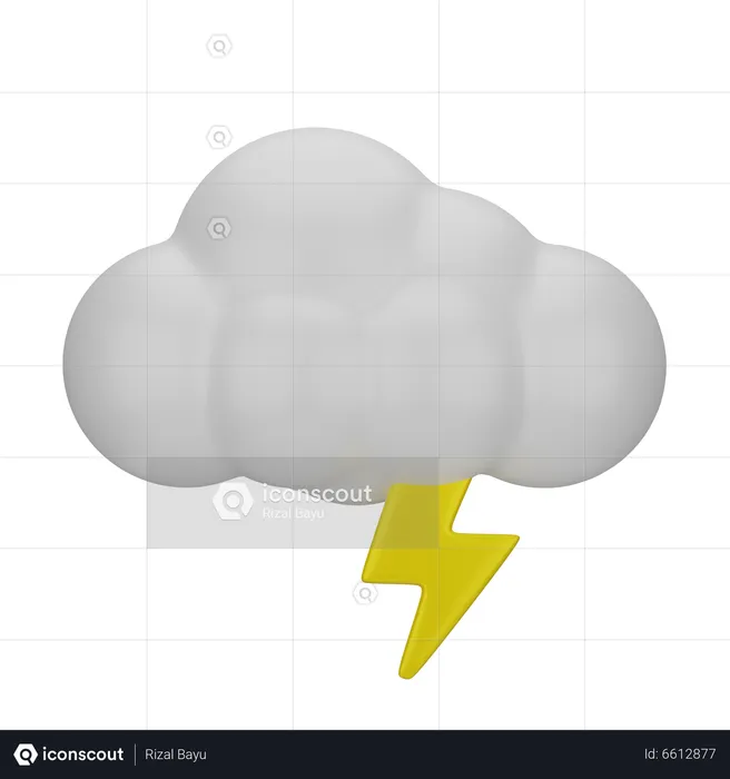 Cloudy Thunder  3D Icon