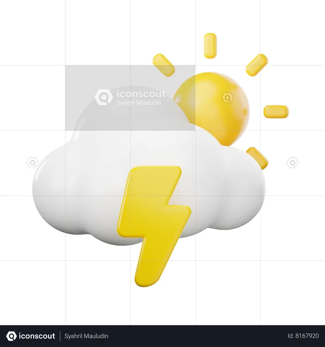 Cloudy Thunder Day  3D Icon