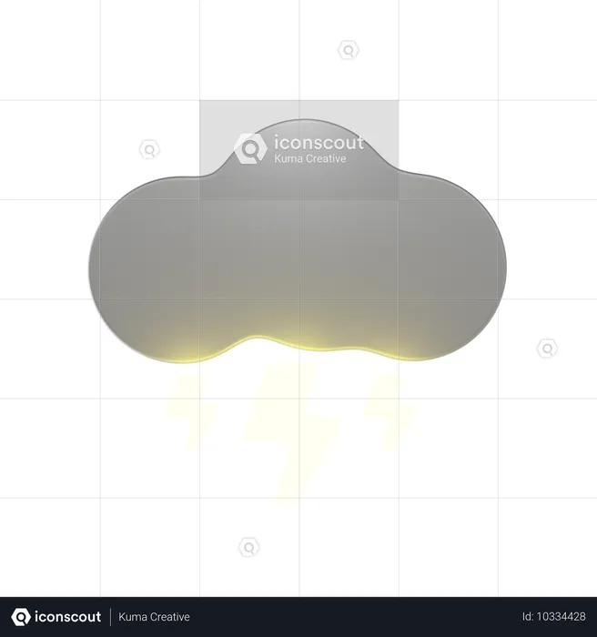 曇り、雷雨  3D Icon