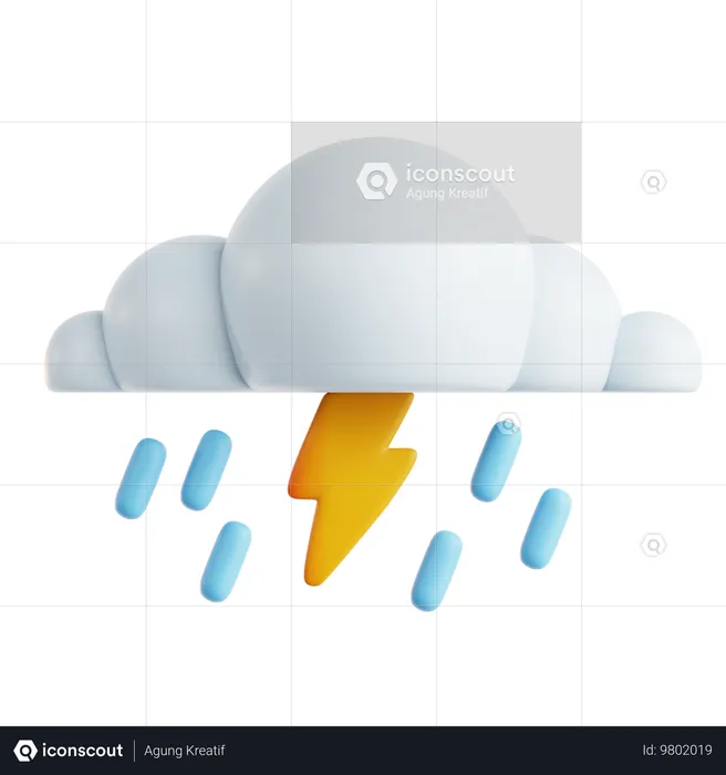 Cloudy Thunderstorm  3D Icon