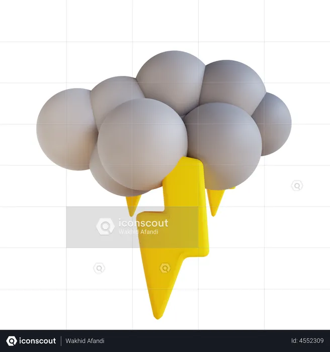 Cloudy Weather And Lightning  3D Illustration