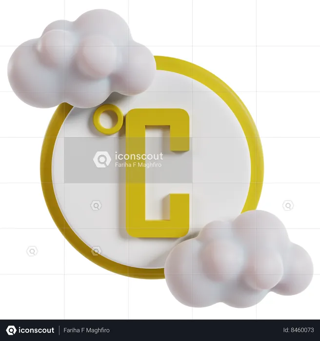 Cloudy Weather Celsius Symbol  3D Icon