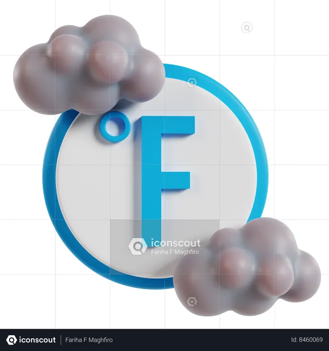 Cloudy Weather Fahrenheit Icon  3D Icon