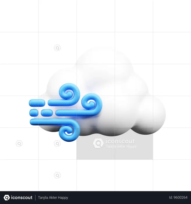 Cloudy Wind  3D Icon