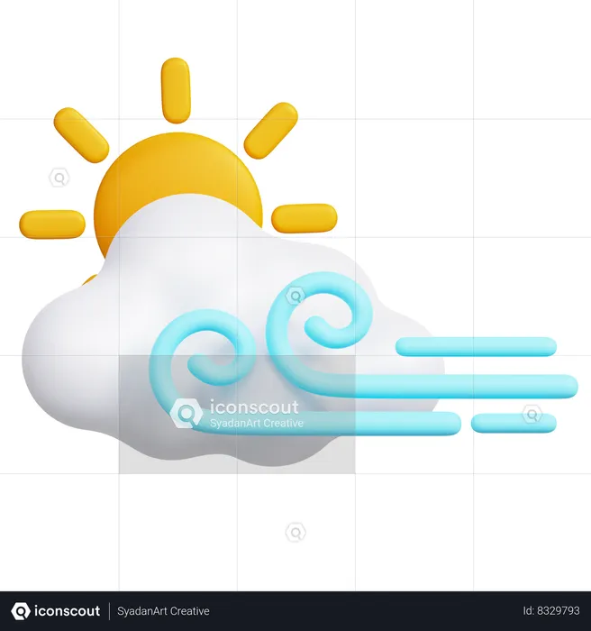 Cloudy Wind  3D Icon