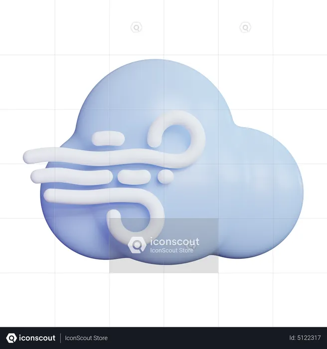 Cloudy Wind  3D Icon