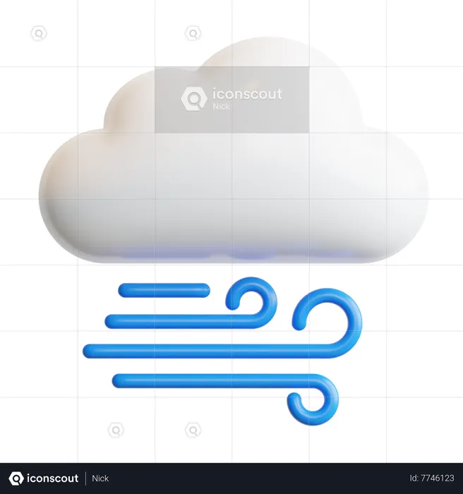 Cloudy Wind  3D Icon