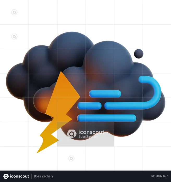 Cloudy Wind Thunderstorm  3D Icon