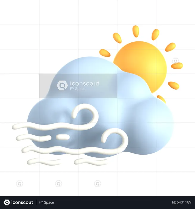 Cloudy Windy Day  3D Icon