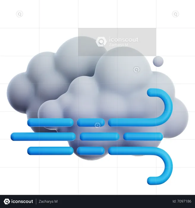 Cloudy Windy Day  3D Icon