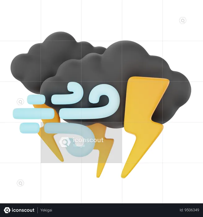Cloudy Windy Night Thunderstorm  3D Icon