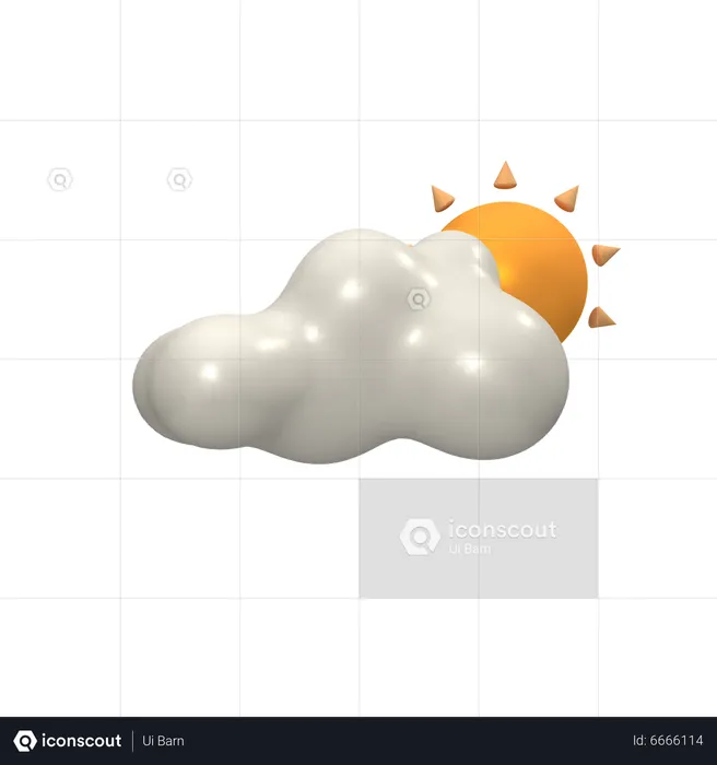 Cloudy With Sun  3D Icon