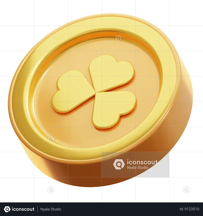 Clover Gold Coin  3D Icon