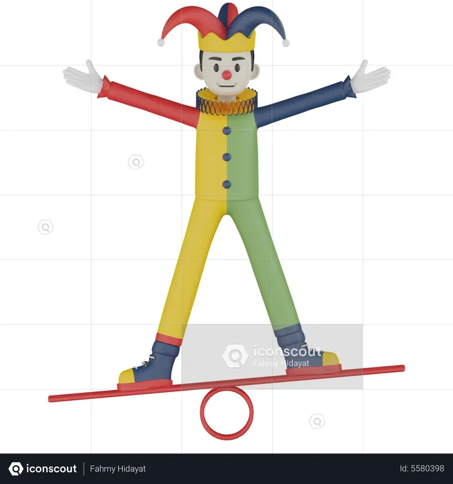 Clown Balancing  3D Illustration