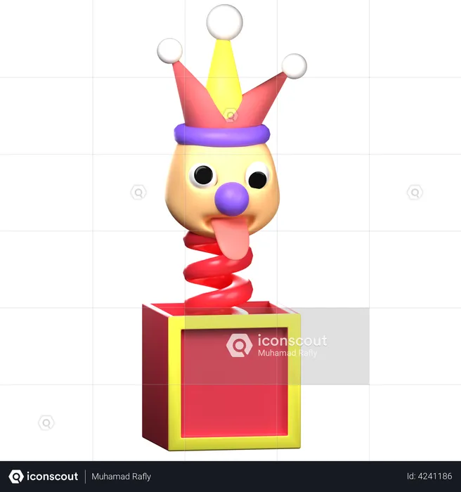 Clown In the box  3D Illustration