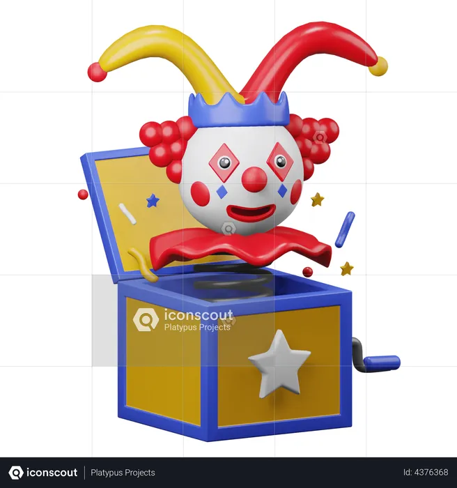 Clown Jumping Out  3D Illustration