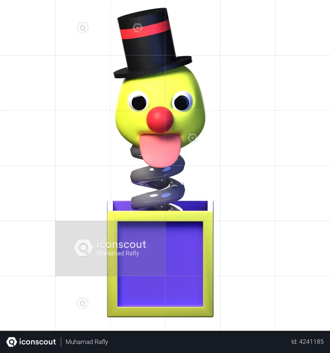 Clown jumping out of the box  3D Illustration