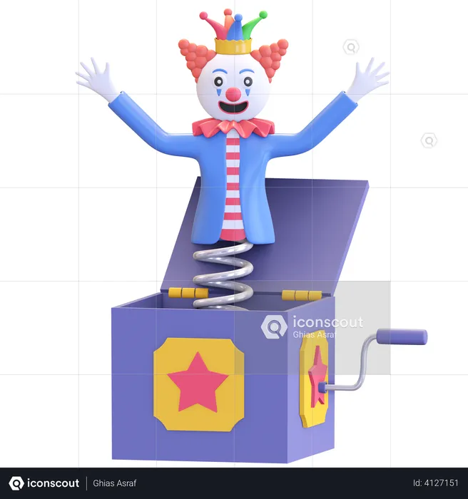 Clown prank box  3D Illustration