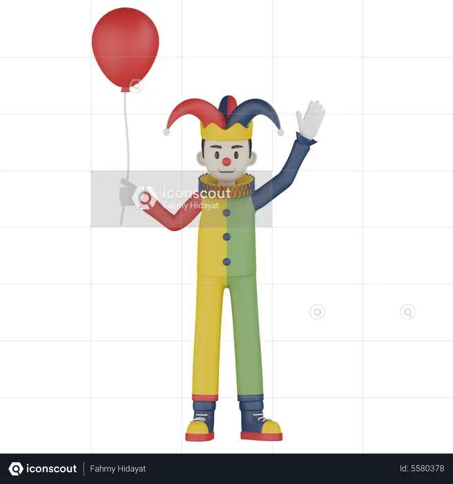 Clown, sag Hallo  3D Illustration