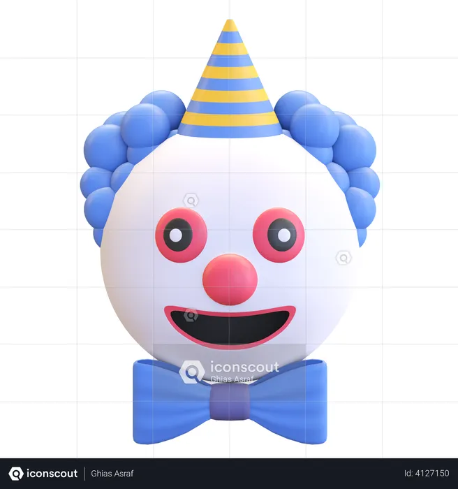 Clown wearing party hat  3D Illustration