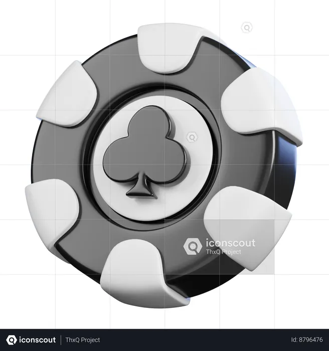 Clubs Poker Chip  3D Icon